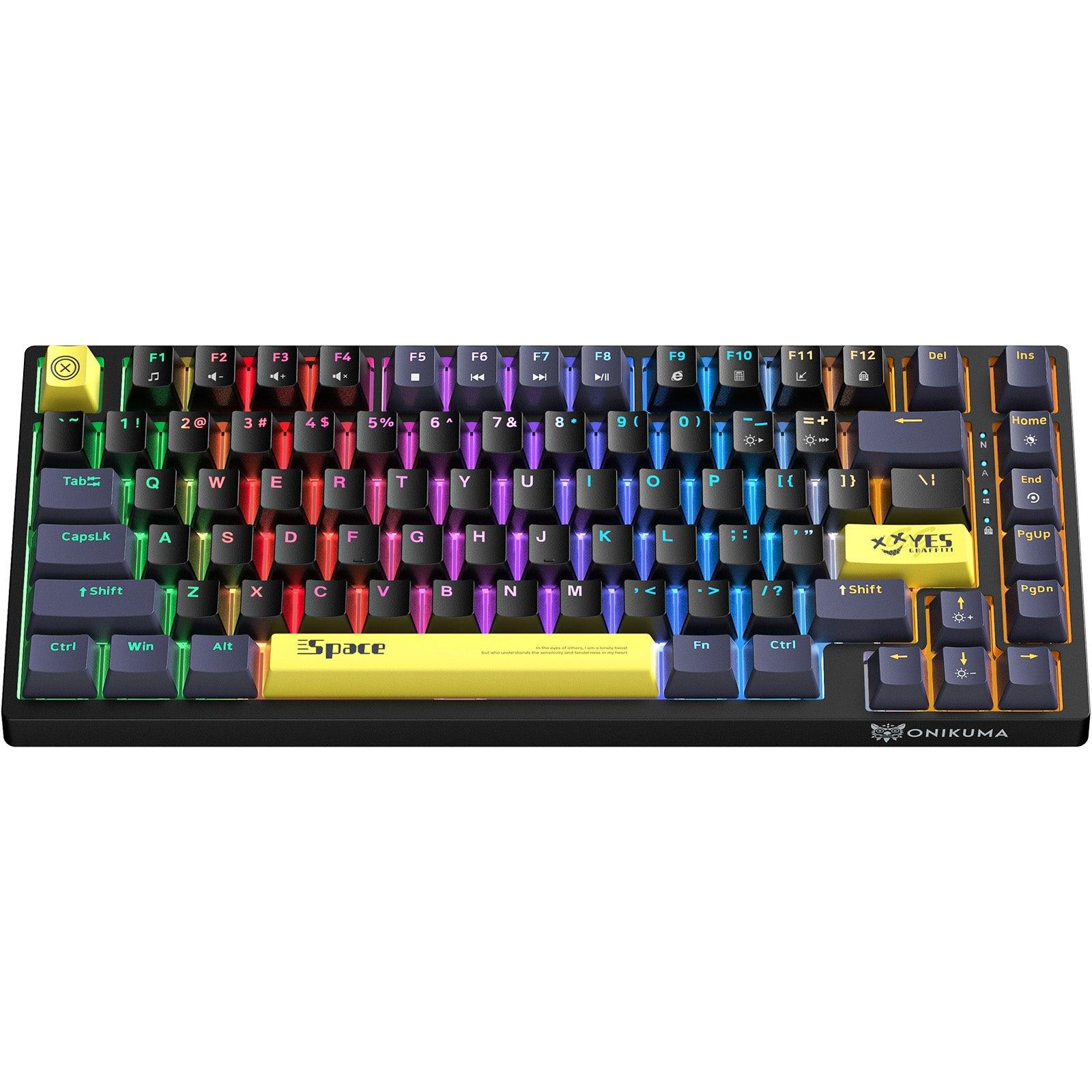 ONIKUMA G52 82 Keys USB Wired Mechanical Keyboard, Professional Gaming Keyboard with RGB Backlit Matte Key Caps for PC Laptop - onikuma-1