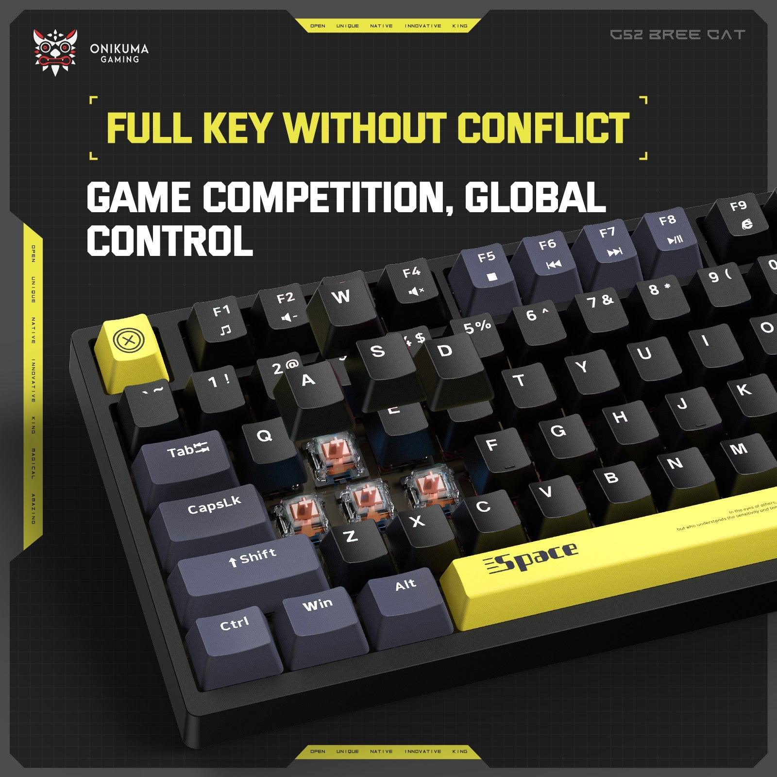ONIKUMA G52 82 Keys USB Wired Mechanical Keyboard, Professional Gaming Keyboard with RGB Backlit Matte Key Caps for PC Laptop - onikuma-1