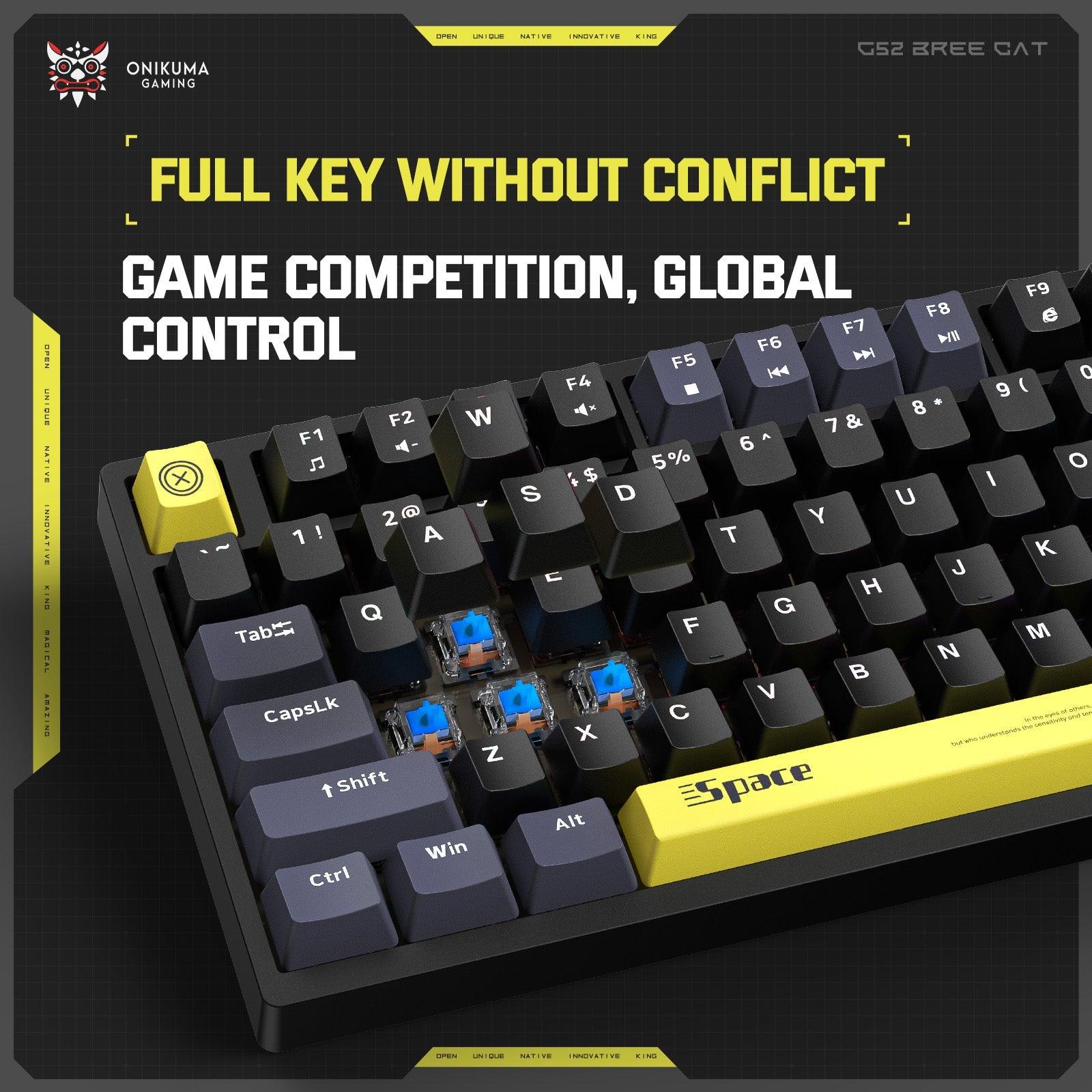 ONIKUMA G52 82 Keys USB Wired Mechanical Keyboard, Professional Gaming Keyboard with RGB Backlit Matte Key Caps for PC Laptop - onikuma-1