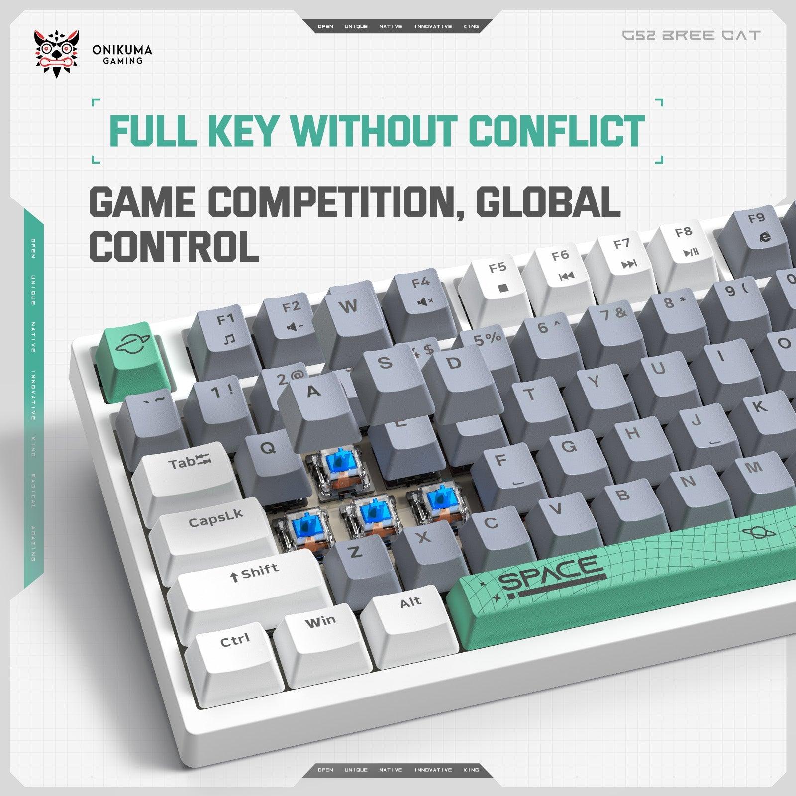 ONIKUMA G52 82 Keys USB Wired Mechanical Keyboard, Professional Gaming Keyboard with RGB Backlit Matte Key Caps for PC Laptop - onikuma-1