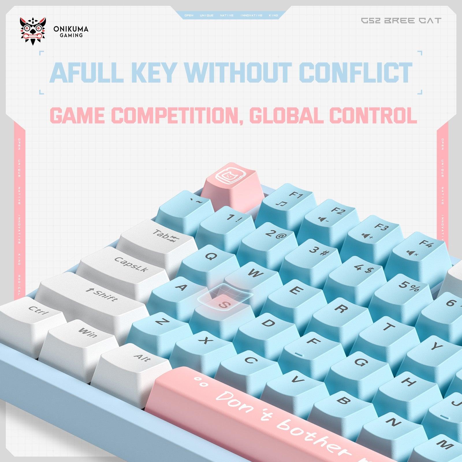 ONIKUMA G52 82 Keys USB Wired Mechanical Keyboard, Professional Gaming Keyboard with RGB Backlit Matte Key Caps for PC Laptop - onikuma-1