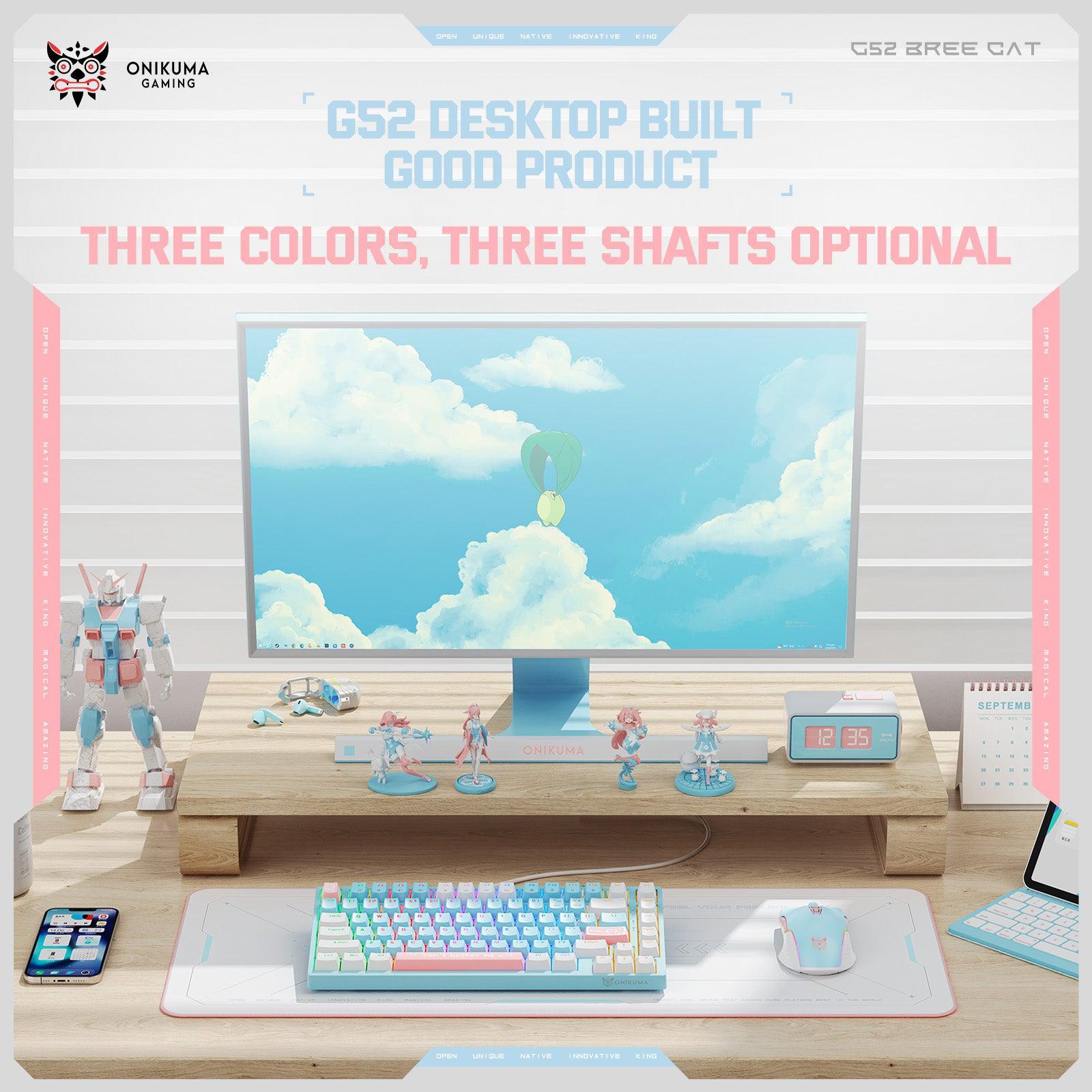 ONIKUMA G52 82 Keys USB Wired Mechanical Keyboard, Professional Gaming Keyboard with RGB Backlit Matte Key Caps for PC Laptop - onikuma-1
