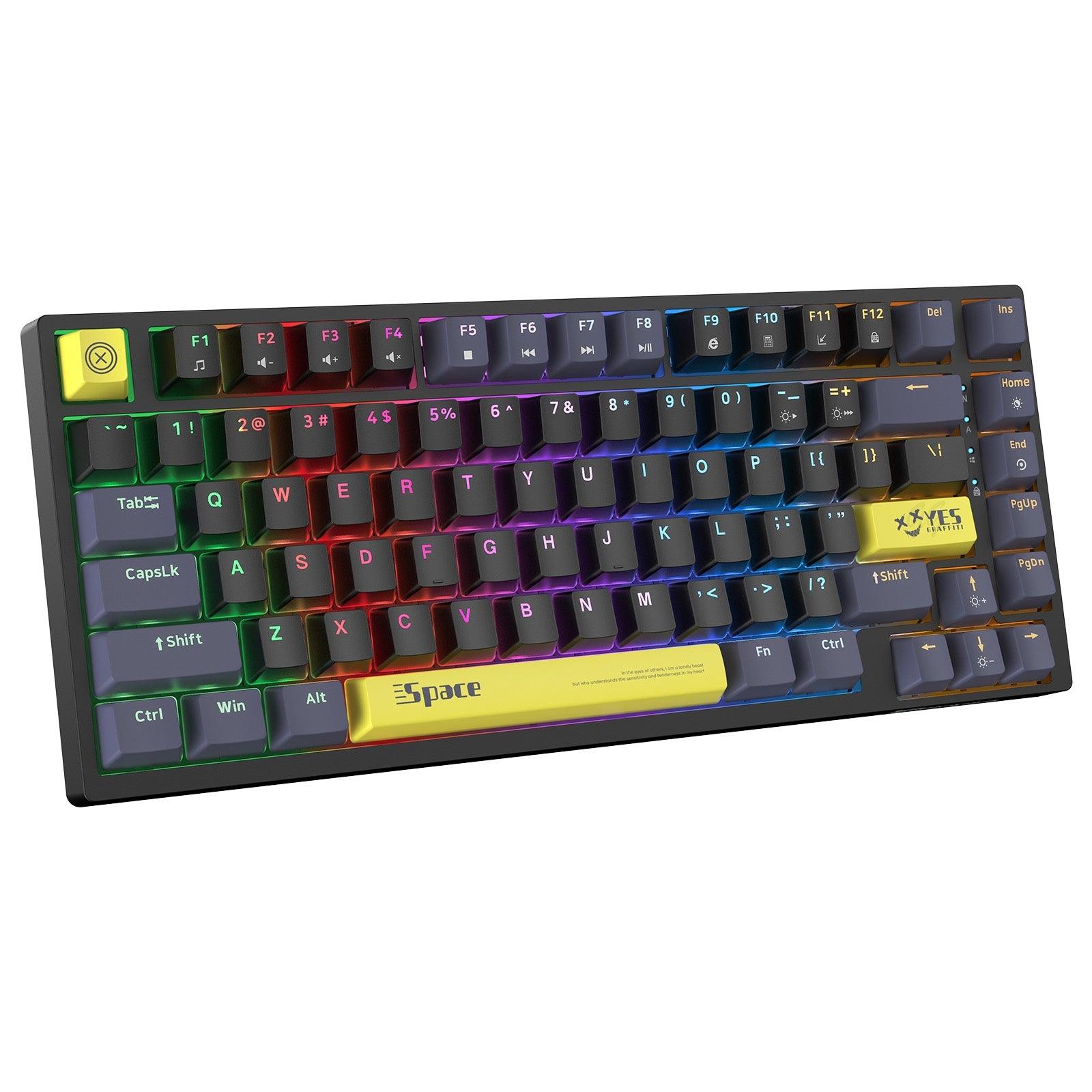 ONIKUMA G52 82 Keys USB Wired Mechanical Keyboard, Professional Gaming Keyboard with RGB Backlit Matte Key Caps for PC Laptop - onikuma-1
