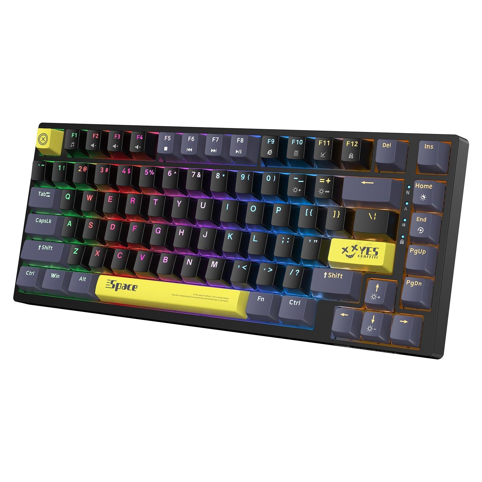 ONIKUMA G52 82 Keys USB Wired Mechanical Keyboard, Professional Gaming Keyboard with RGB Backlit Matte Key Caps for PC Laptop - onikuma-1