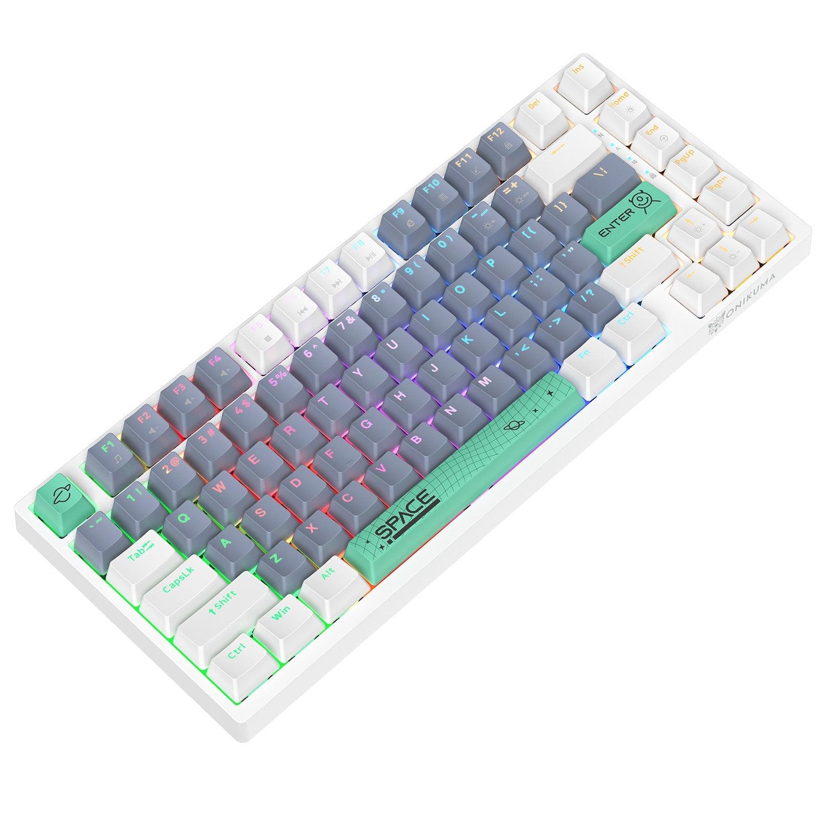 ONIKUMA G52 82 Keys USB Wired Mechanical Keyboard, Professional Gaming Keyboard with RGB Backlit Matte Key Caps for PC Laptop - onikuma-1