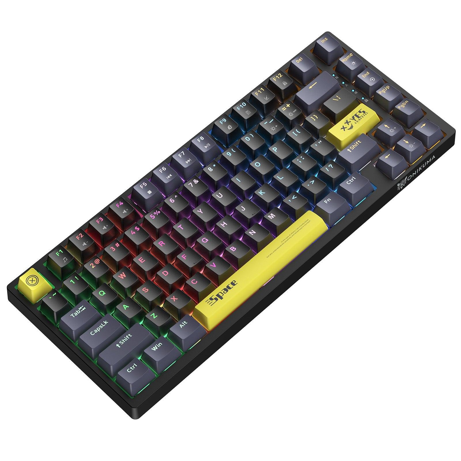 ONIKUMA G52 82 Keys USB Wired Mechanical Keyboard, Professional Gaming Keyboard with RGB Backlit Matte Key Caps for PC Laptop - onikuma-1