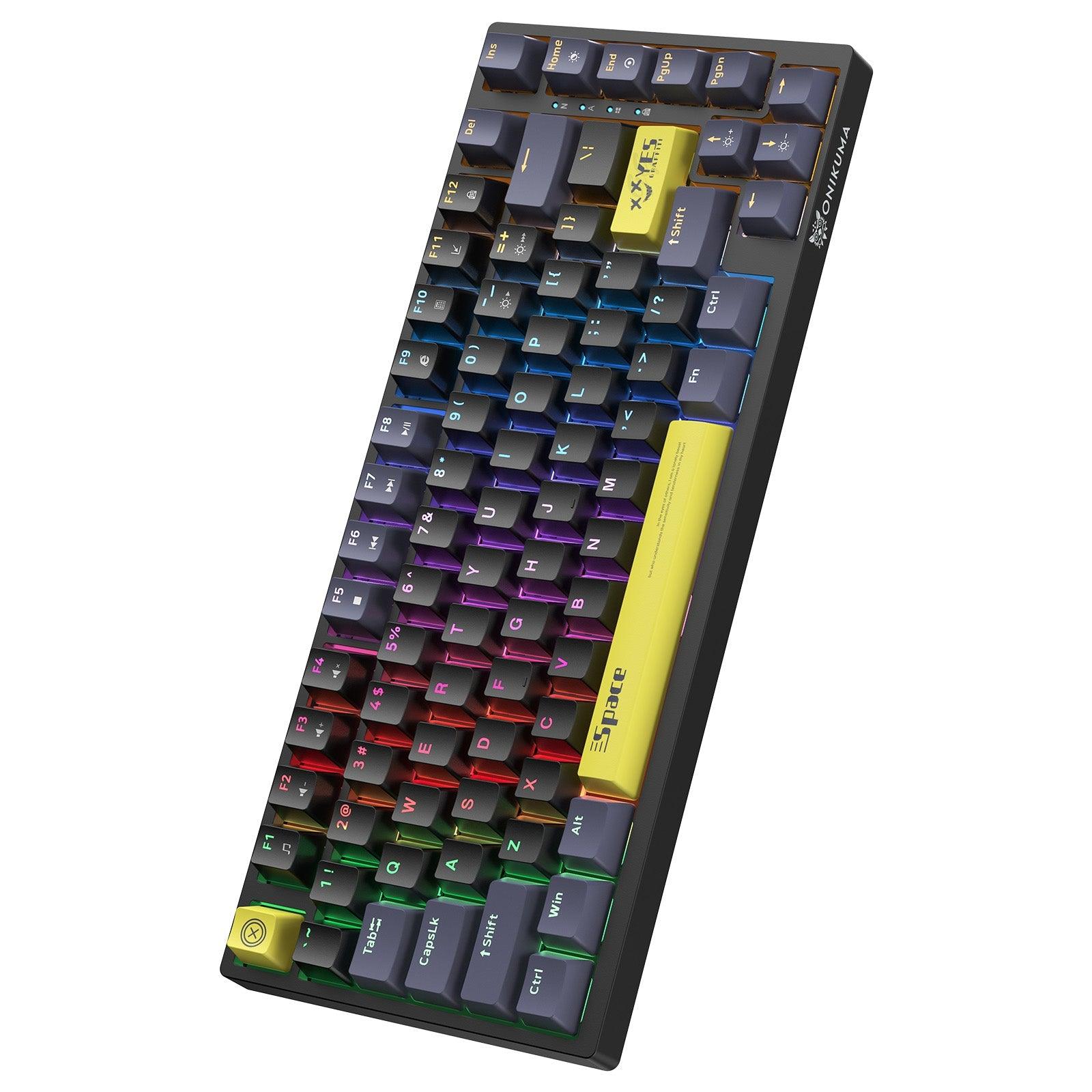 ONIKUMA G52 82 Keys USB Wired Mechanical Keyboard, Professional Gaming Keyboard with RGB Backlit Matte Key Caps for PC Laptop - onikuma-1