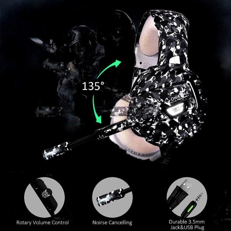ONIKUMA K5 Camouflage Version 7.1 Virtual Stereo Gaming Headphone - onikuma-1