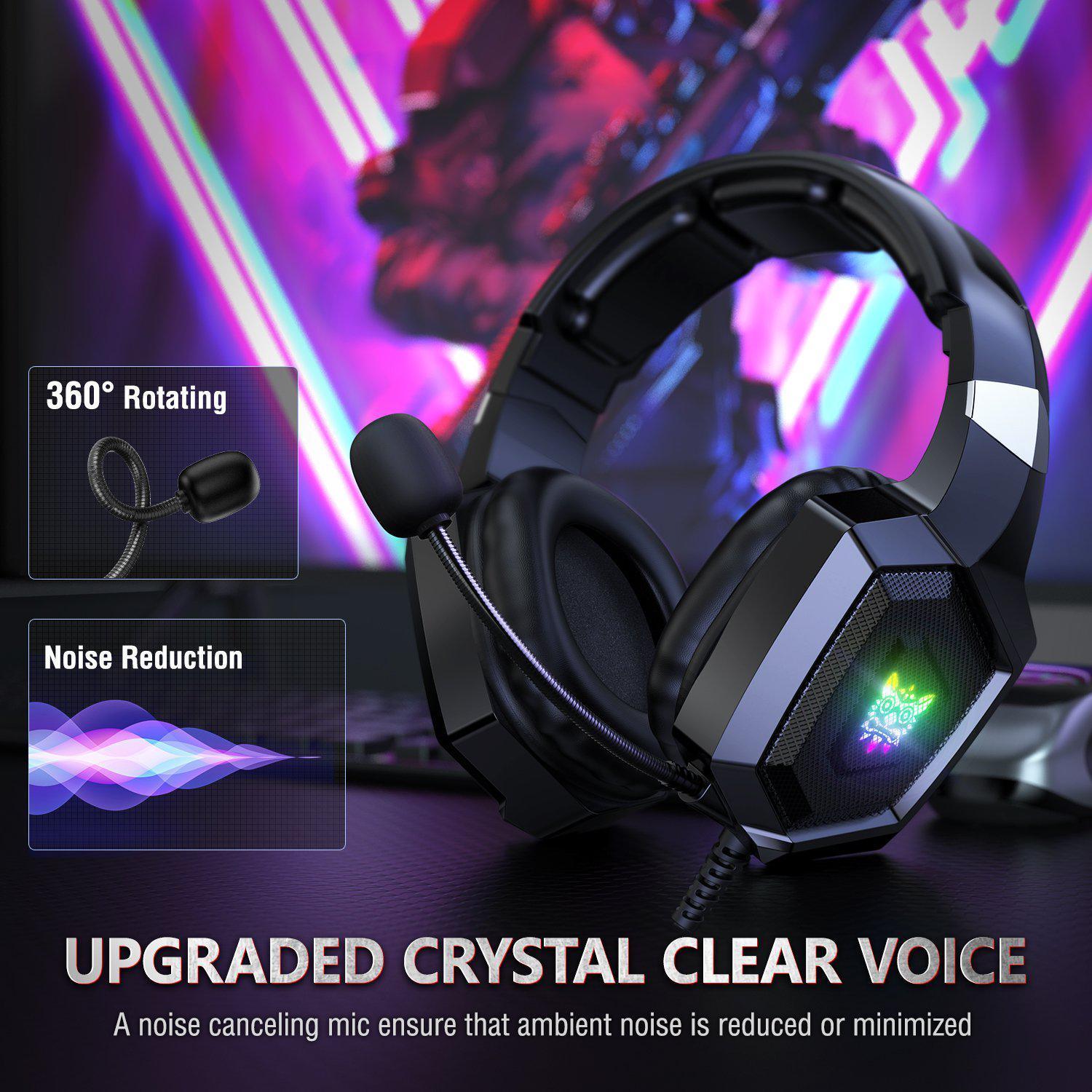 ONIKUMA K8 Wired Stereo Gaming Headphones With Mic LED Lights - onikuma-1