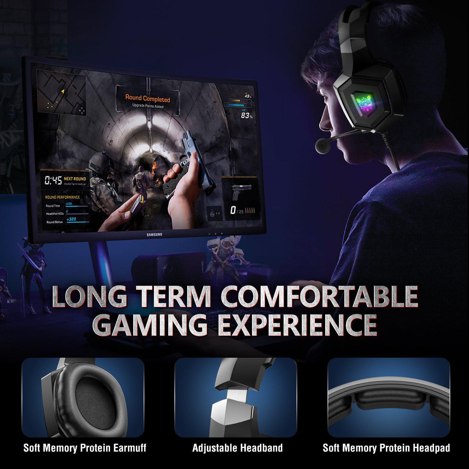 ONIKUMA K8 Wired Stereo Gaming Headphones With Mic LED Lights - onikuma-1