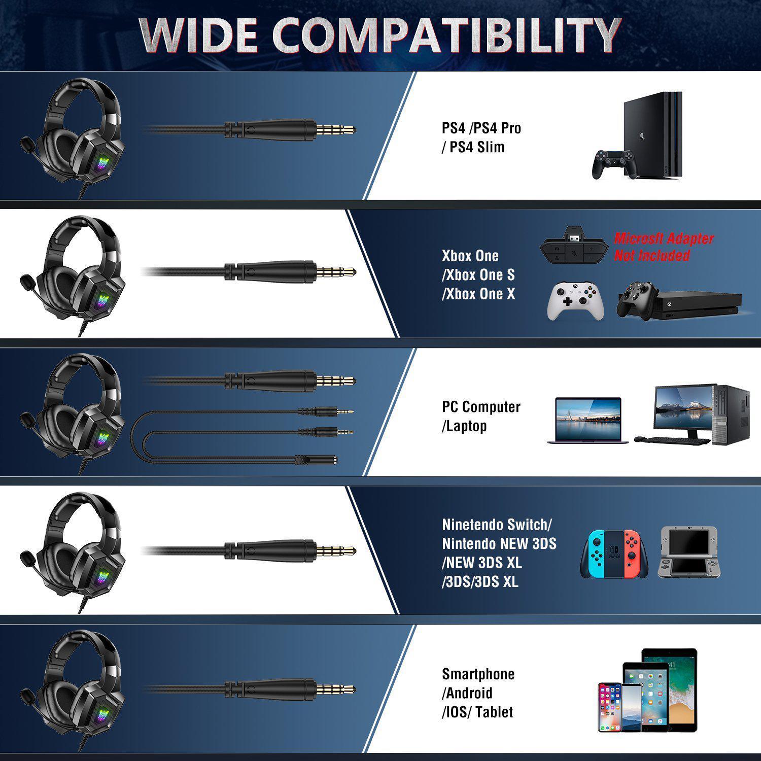 ONIKUMA K8 Wired Stereo Gaming Headphones With Mic LED Lights - onikuma-1