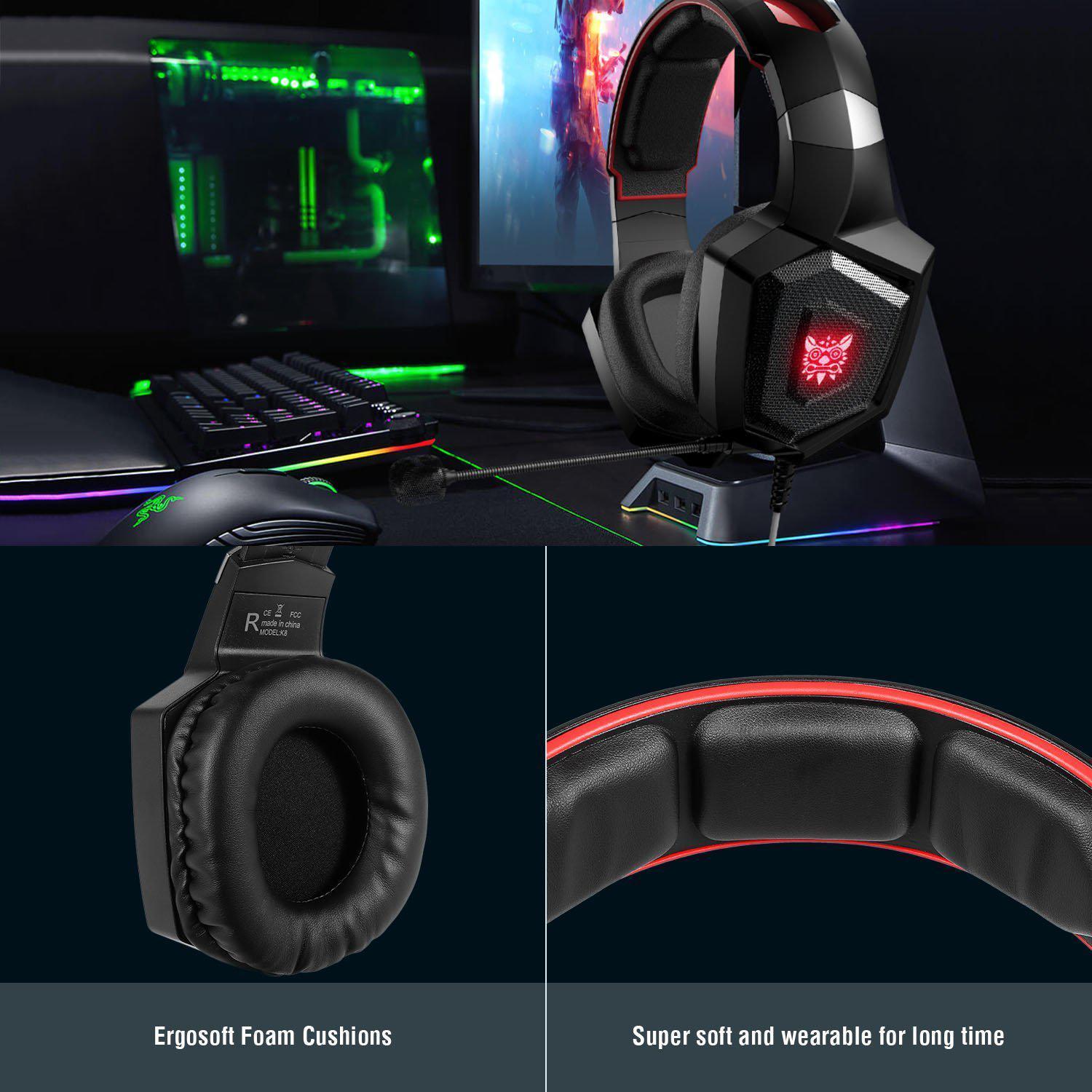 ONIKUMA K8 Wired Stereo Gaming Headphones With Mic LED Lights - onikuma-1