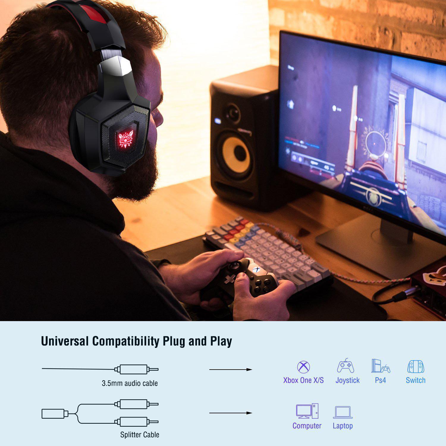 ONIKUMA K8 Wired Stereo Gaming Headphones With Mic LED Lights - onikuma-1