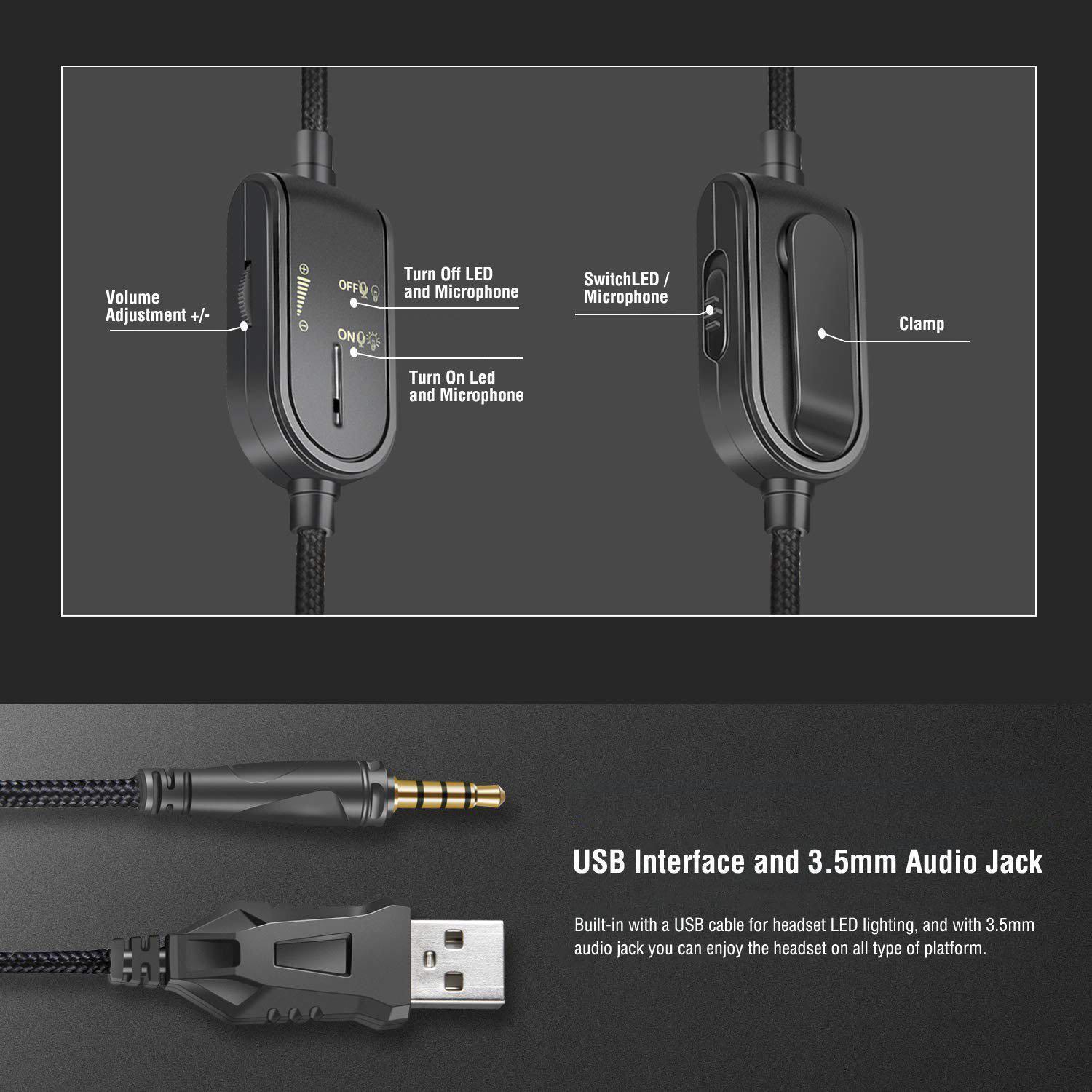 ONIKUMA K8 Wired Stereo Gaming Headphones With Mic LED Lights - onikuma-1