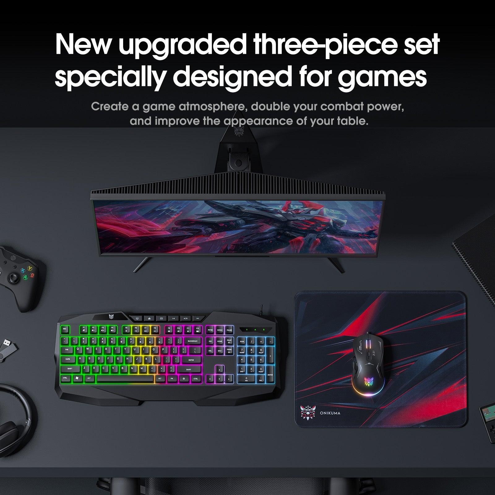 ONIKUMA TZ3006 3 in 1 Gaming Combo - G22 Keyboard / CW917 Mouse/ MP002 Mouse Pad - onikuma-1