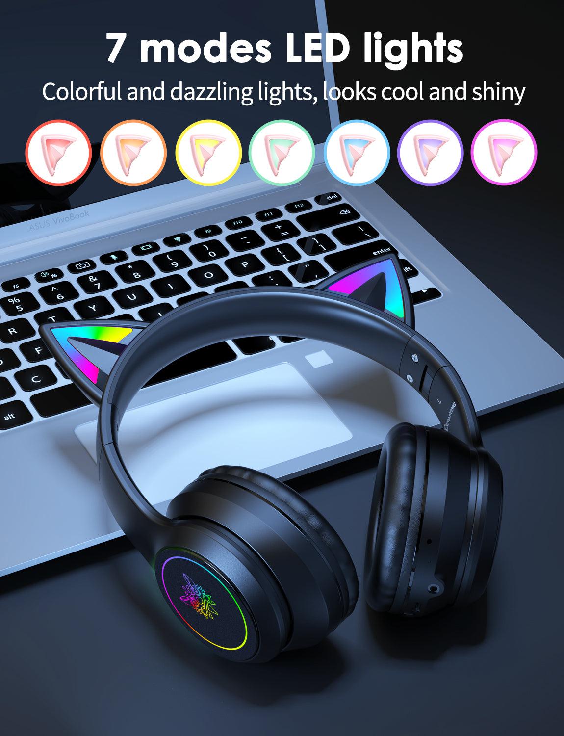 Onikuma B90 RGB Cat Ear Bluetooth 5.0 Wireless Gaming Headset