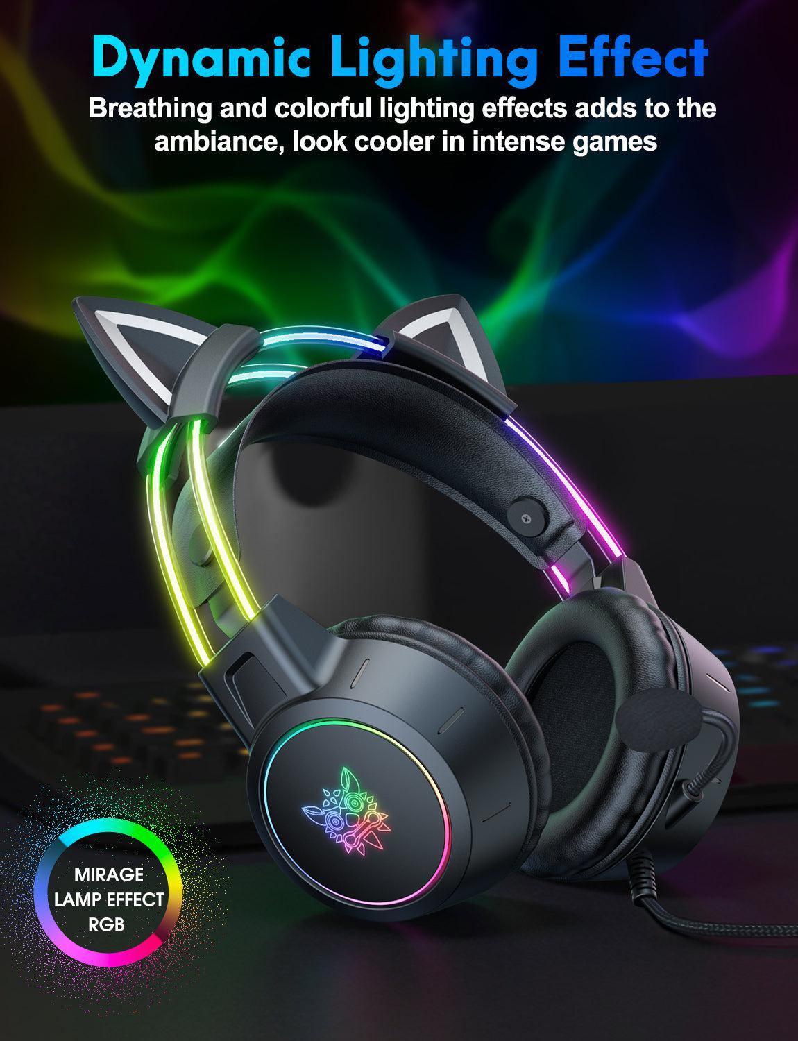 ONIKUMA X15 PRO Cat Ear Headphones, Double-Head Beam Noise Cancelling Microphone Durable Stereo Surround Gaming Headphones RGB Audifonos Alambricos Gaming Headset - onikuma-1