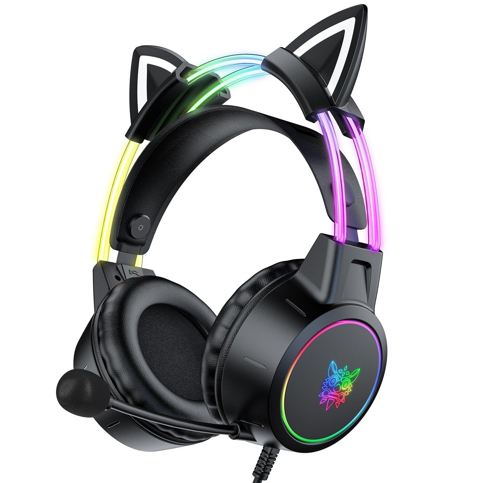 ONIKUMA X15 PRO Cat Ear Headphones, Double-Head Beam Noise Cancelling Microphone Durable Stereo Surround Gaming Headphones RGB Audifonos Alambricos Gaming Headset - onikuma-1