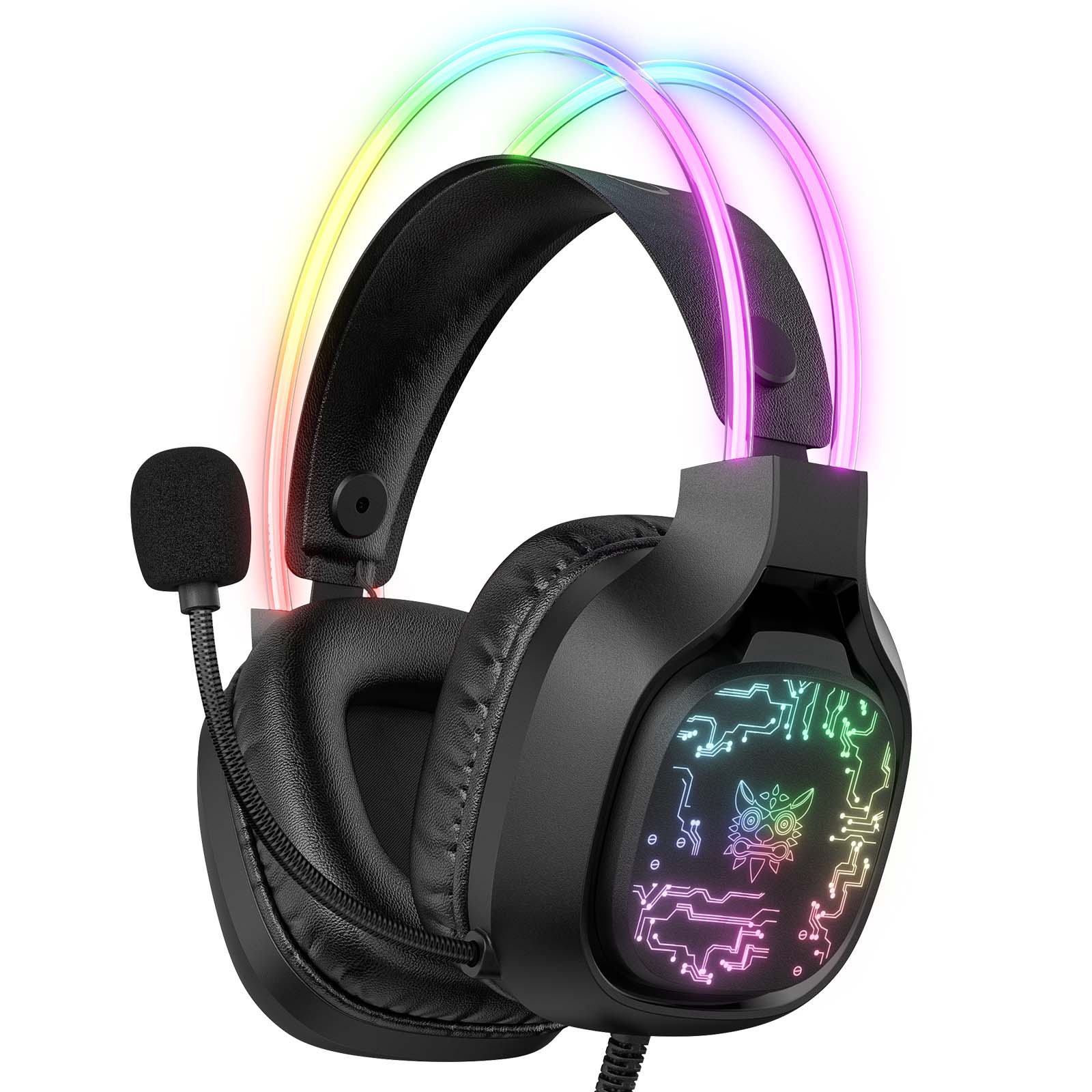 ONIKUMA X22 USB + 3.5mm Cool RGB Dynamic Light Wired Gaming Headset with Mic, Cable 1.8m - onikuma-1