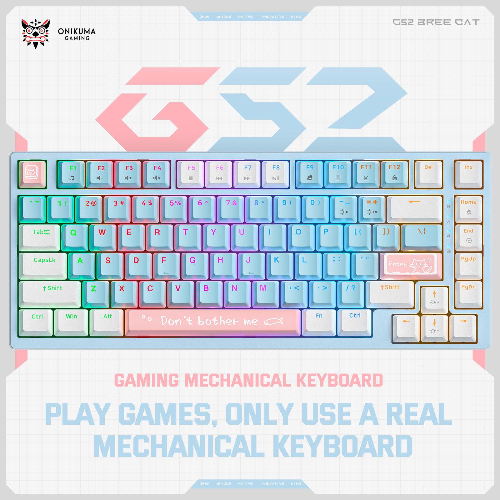 ONIKUMA G52 82 Keys USB Wired Mechanical Keyboard, Professional Gaming Keyboard  with RGB Backlit Matte Key Caps for PC Laptop