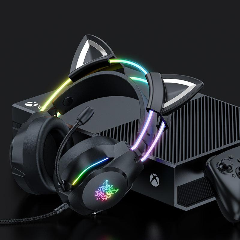 ONIKUMA X26 Head-mounted Earphone RGB Light With Cat's Ears Glow, Black