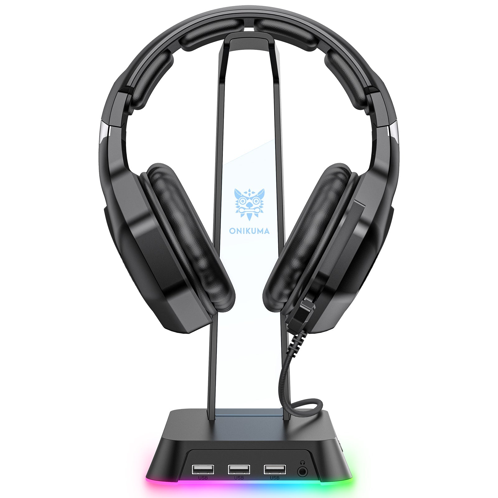 ONIKUMA ST2 RGB Gaming Headphone Stand with 3 USB and 3.5mm AUX Ports