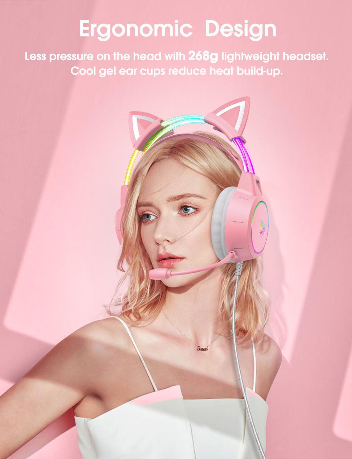 ONIKUMA X15 PRO Cat Ear Headphones, Double-Head Beam Noise Cancelling Microphone Durable Stereo Surround Gaming Headphones RGB Audifonos Alambricos Gaming Headset - onikuma-1