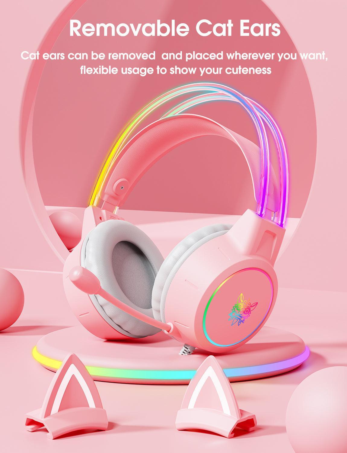 ONIKUMA X15 PRO Cat Ear Headphones, Double-Head Beam Noise Cancelling Microphone Durable Stereo Surround Gaming Headphones RGB Audifonos Alambricos Gaming Headset - onikuma-1