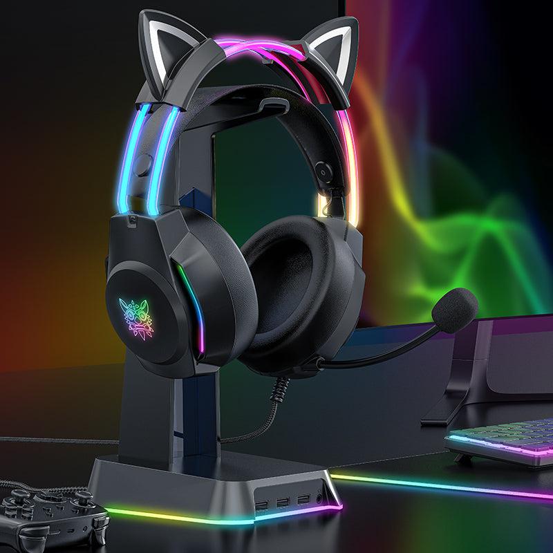 ONIKUMA X26 Head-mounted Earphone RGB Light With Cat's Ears Glow, Black