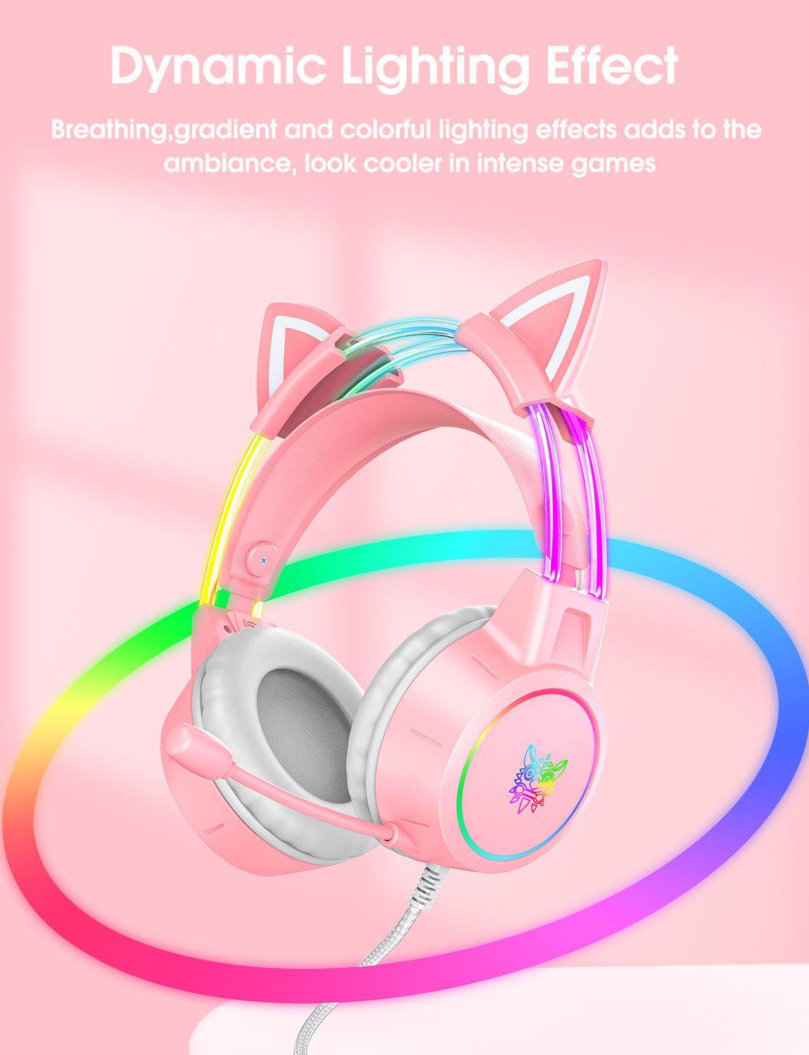 ONIKUMA X15 PRO Cat Ear Headphones, Double-Head Beam Noise Cancelling Microphone Durable Stereo Surround Gaming Headphones RGB Audifonos Alambricos Gaming Headset - onikuma-1