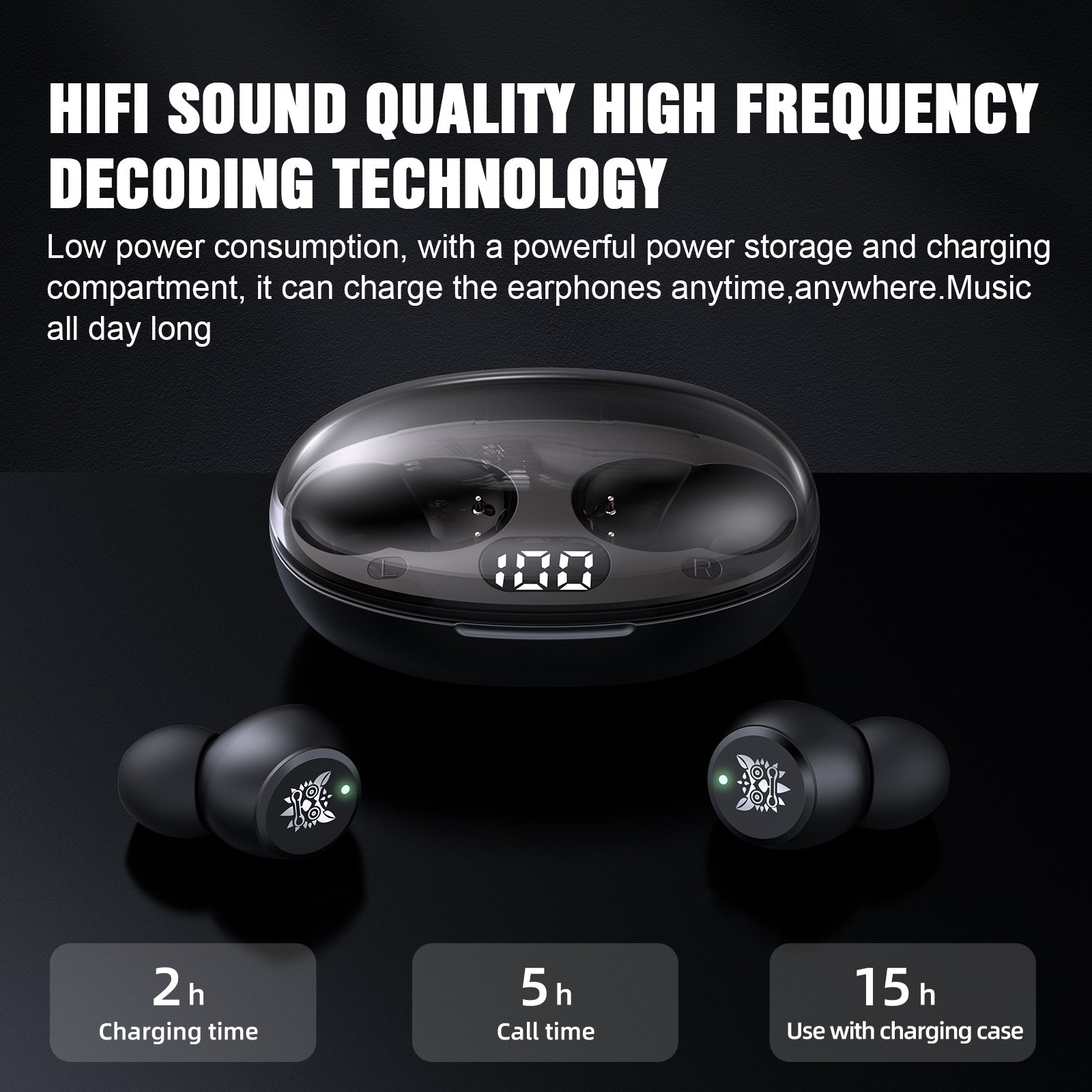 ONIKUMA T305 TWS Wireless Bluetooth V5.3 Earbuds Stereo / Hi-Fi Super Bass / Noise Canceling / Smart Touch