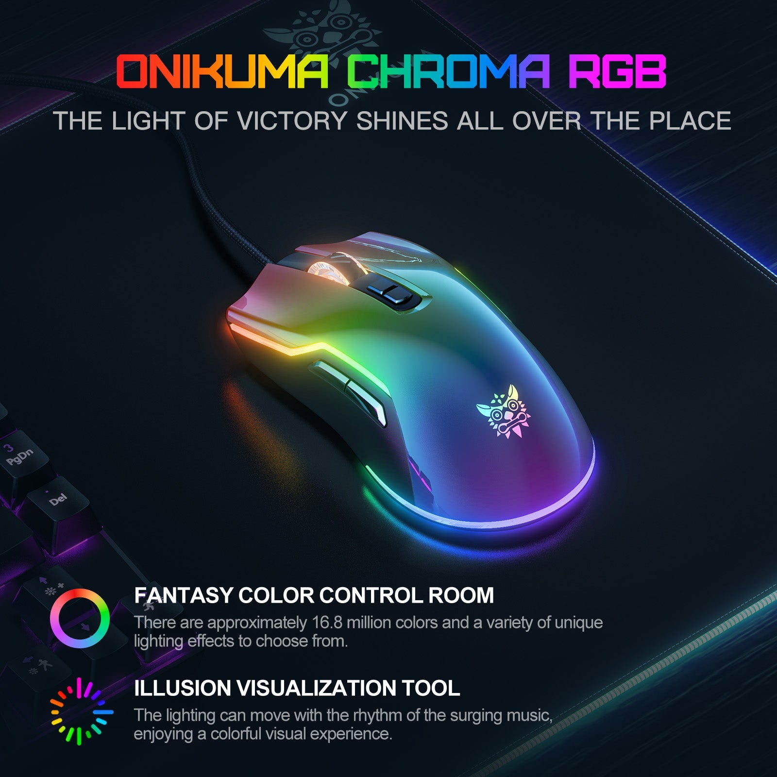 ONIKUMA CW922 RGB Gaming Mouse USB Wired Desktop Laptop Gaming Peripherals Office Photoelectric Mouse Silent Gaming Mechanical Mouse