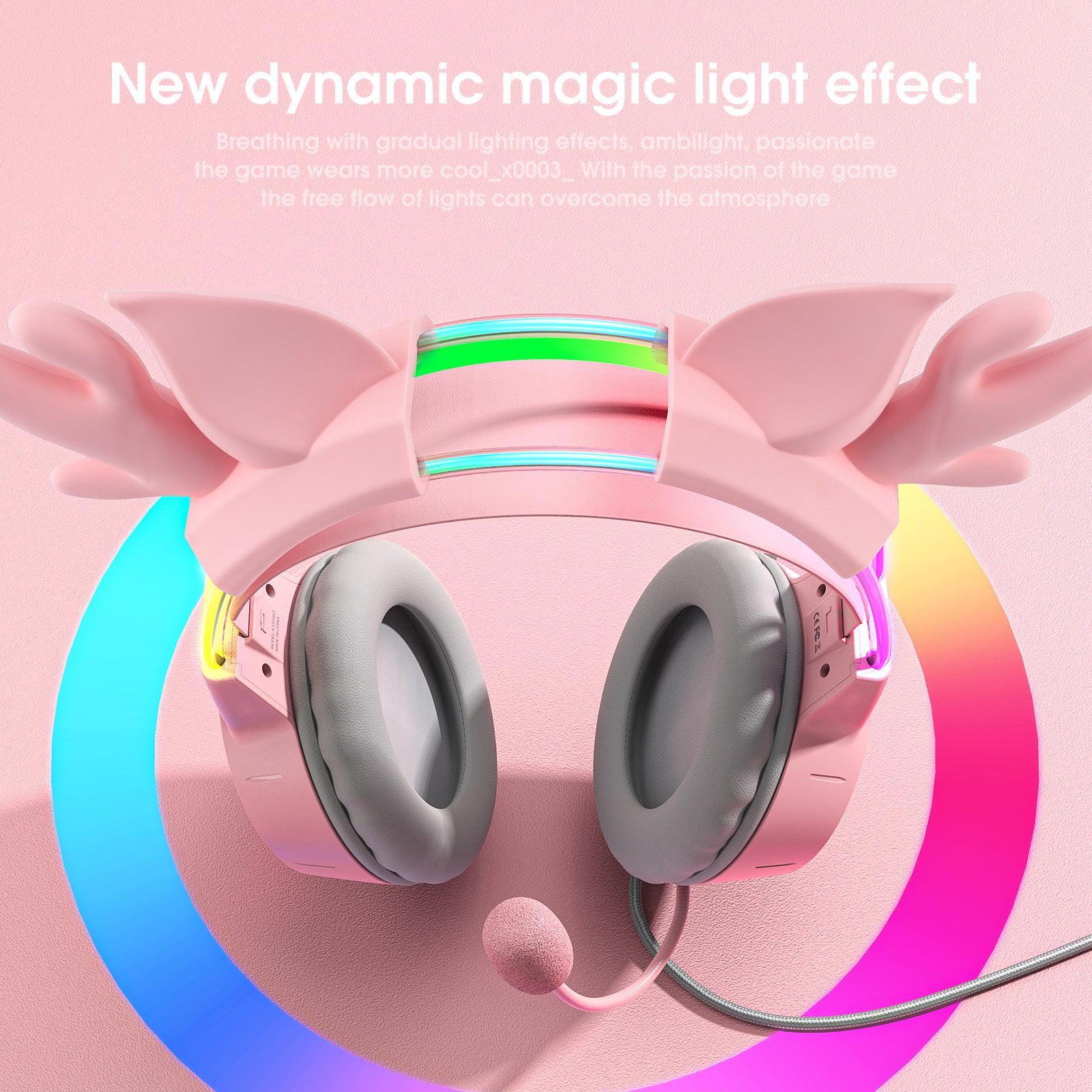 ONIKUMA X15 PRO Deer Ear Headphones, Pink