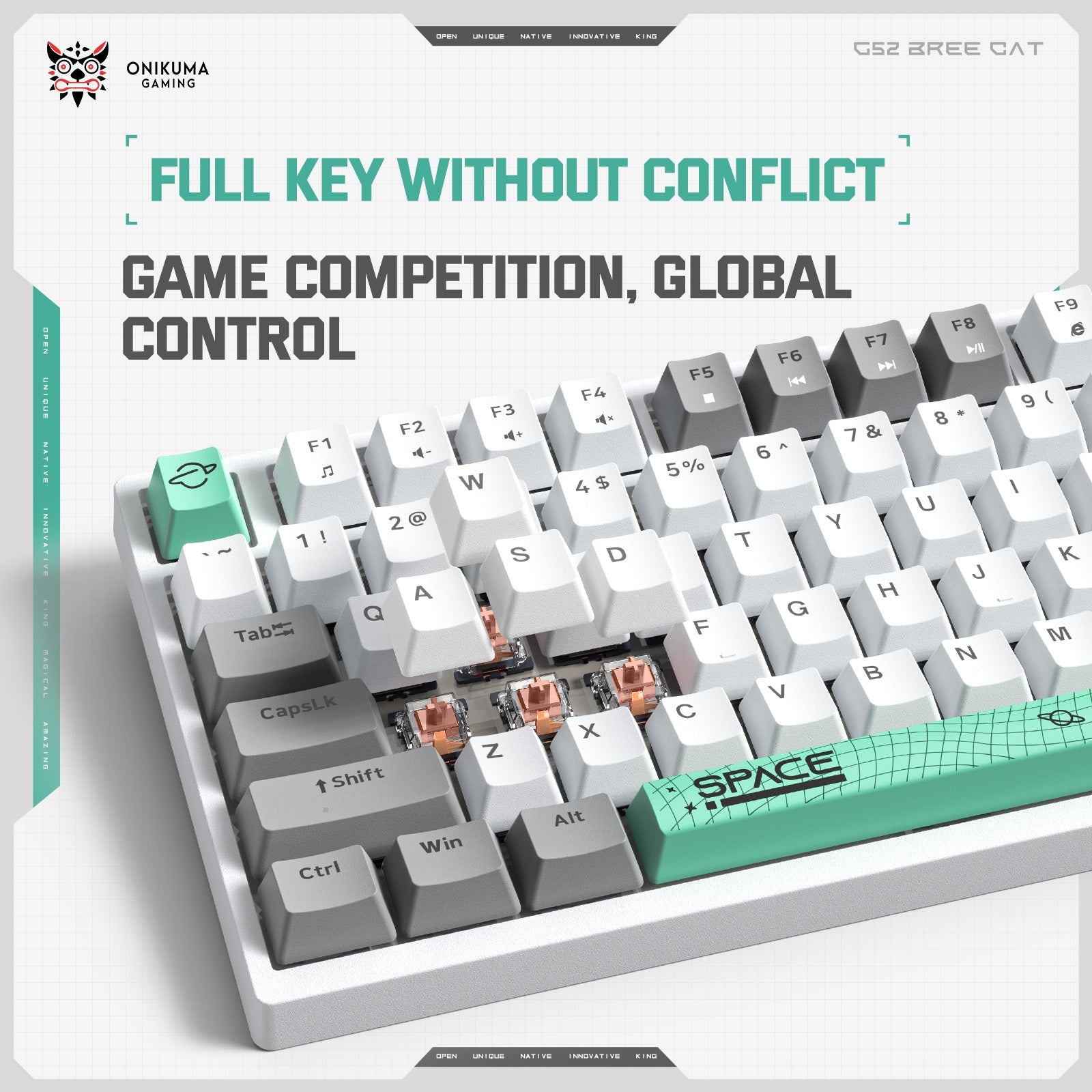 New ONIKUMA G38 Three Color Wired Mechanical Keyboard, 98 Keys Gamer For PC Laptop, White, Brown Switch