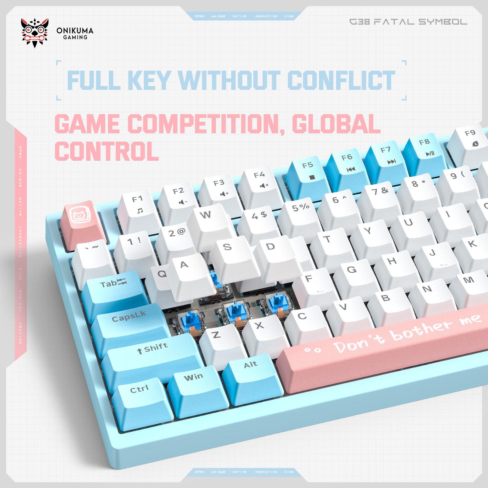 New ONIKUMA G38 Three Color Wired Mechanical Keyboard, 98 Keys Gamer For PC Laptop, Blue, Blue Switch