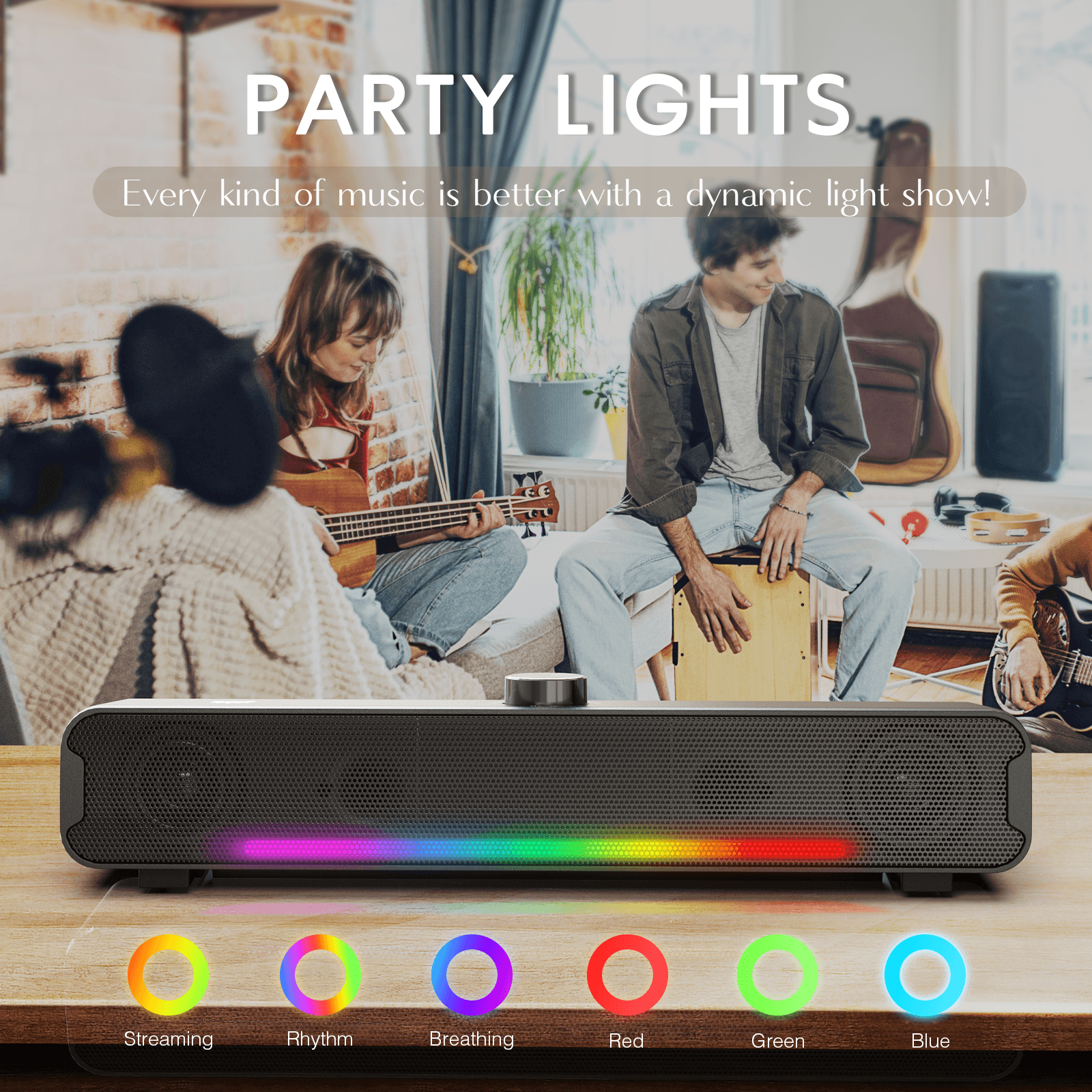 ONIKUMA L16 Bluetooth-compatible Speaker with RGB Light, Powerful Computer Speaker Portable Soundbar for TV Home Theater PC Gaming - onikuma-1