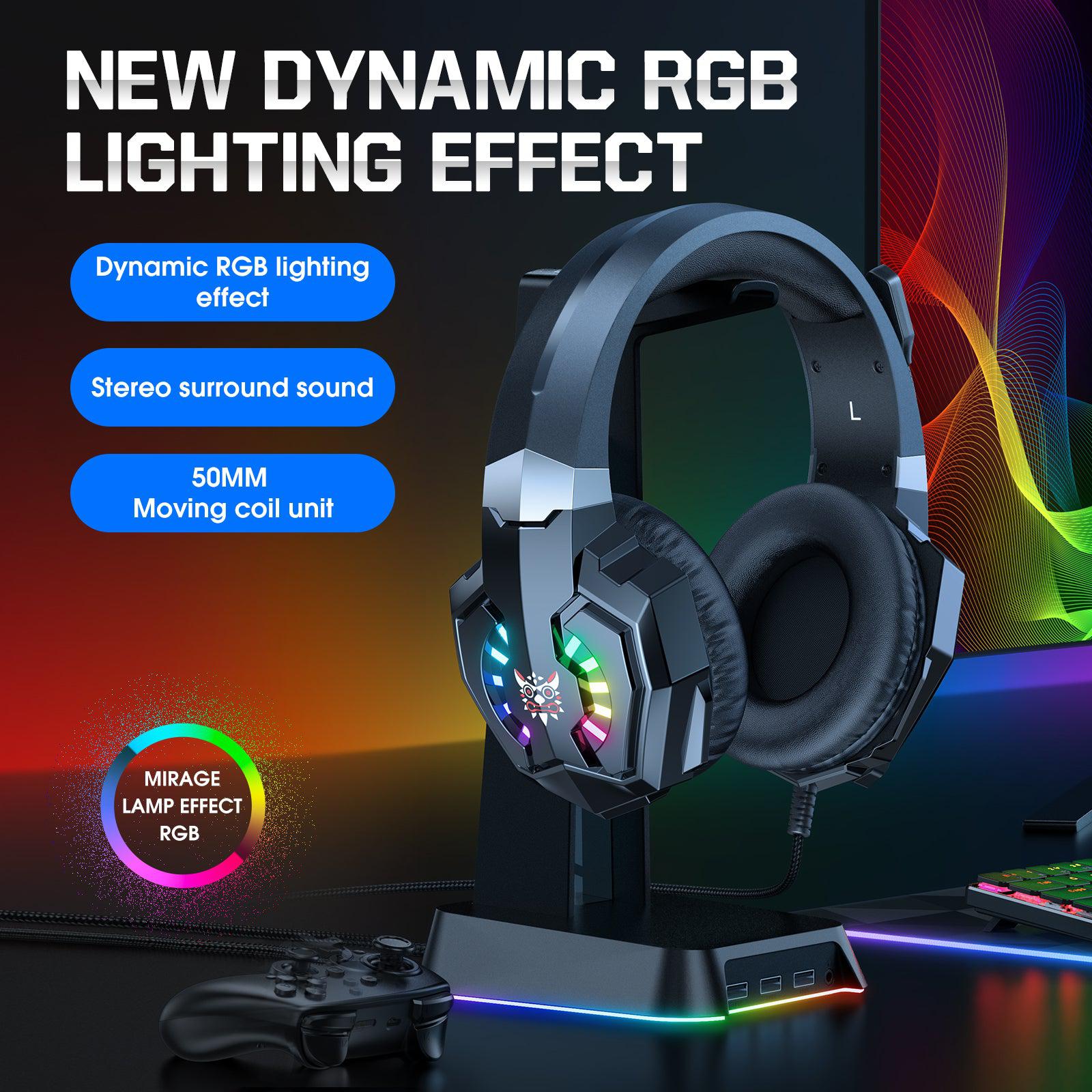 ONIKUMA X32 Wearable Wired Gaming Headset with New Dynamic RGB Lightin Effect