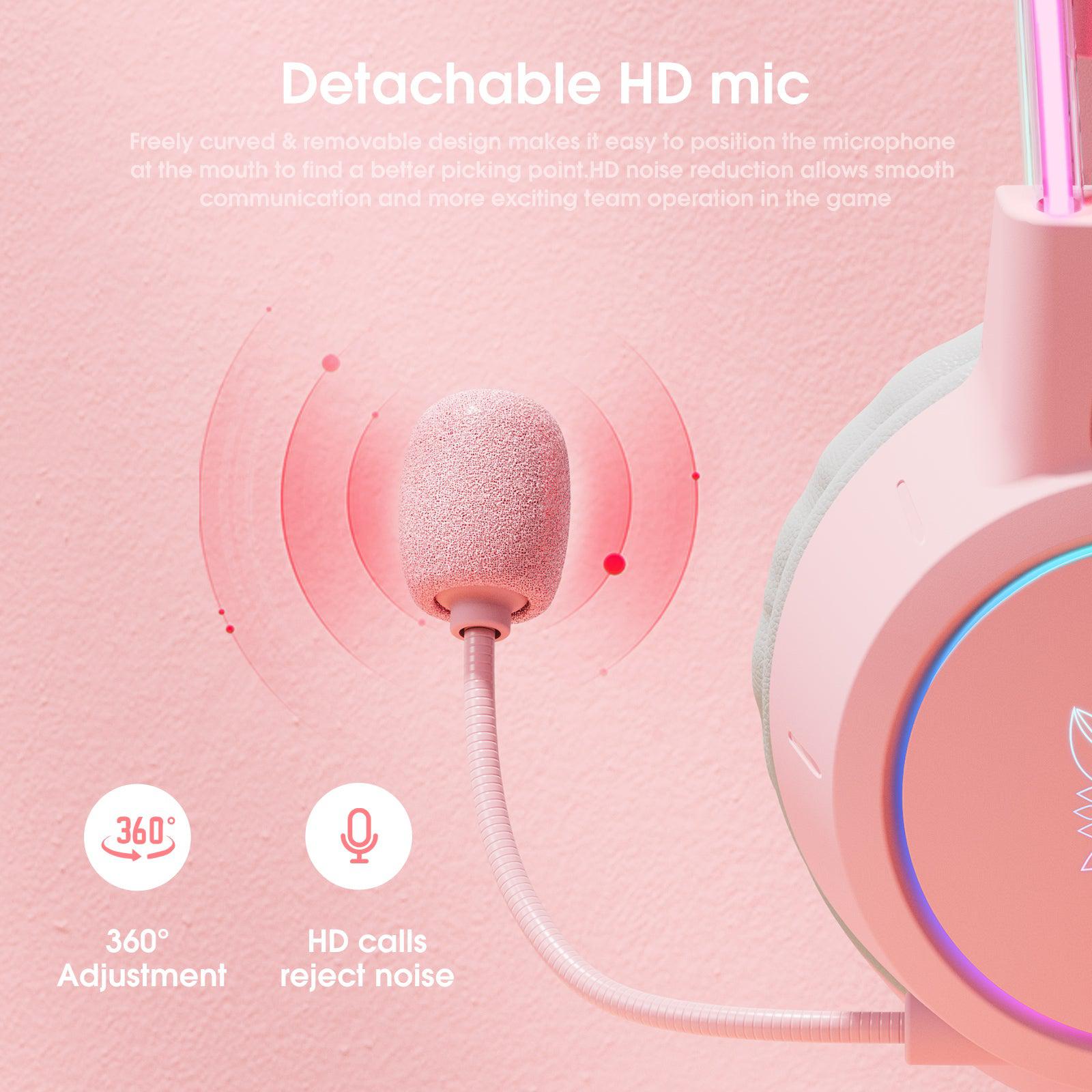 ONIKUMA X15 PRO Deer Ear Headphones, Pink