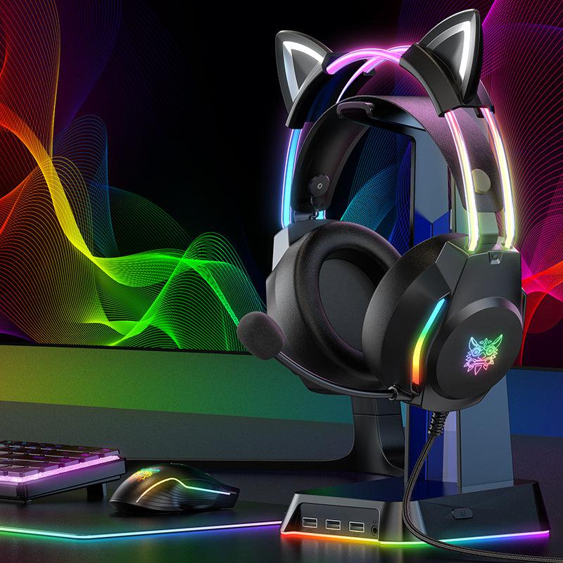 ONIKUMA X26 Head-mounted Earphone RGB Light With Cat's Ears Glow, Black