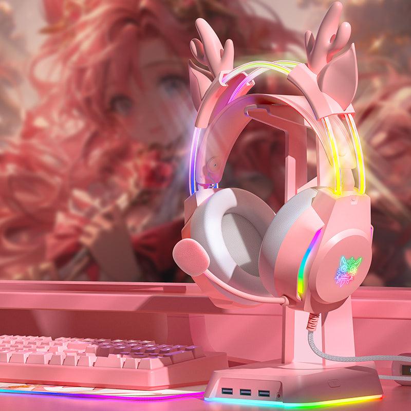 ONIKUMA X26 Head-mounted Earphone RGB Light With Deer's Ears Glow, Gaming Headset - onikuma-1