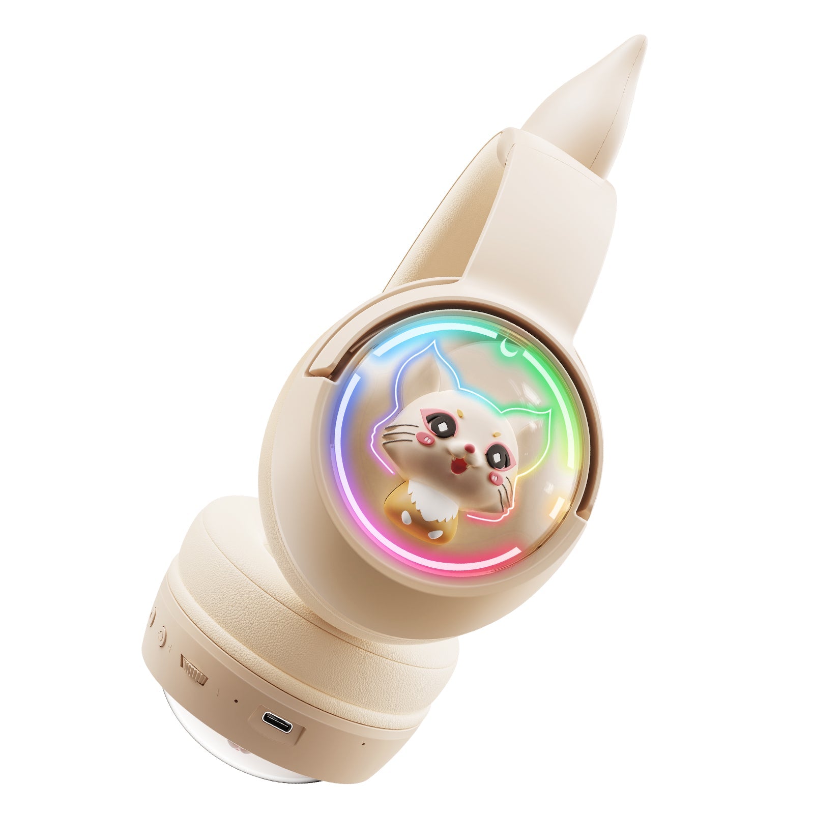 ONIKUMA B5 RGB Cat Ear Bluetooth Wireless Gaming Headset, Ivory