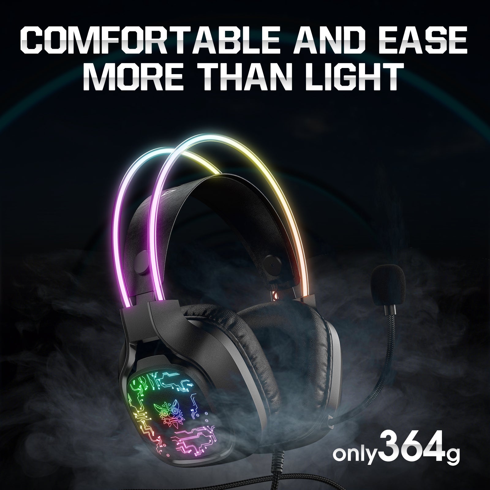 ONIKUMA X22 USB + 3.5mm Cool RGB Dynamic Light Wired Gaming Headset with Mic, Cable 1.8m - onikuma-1