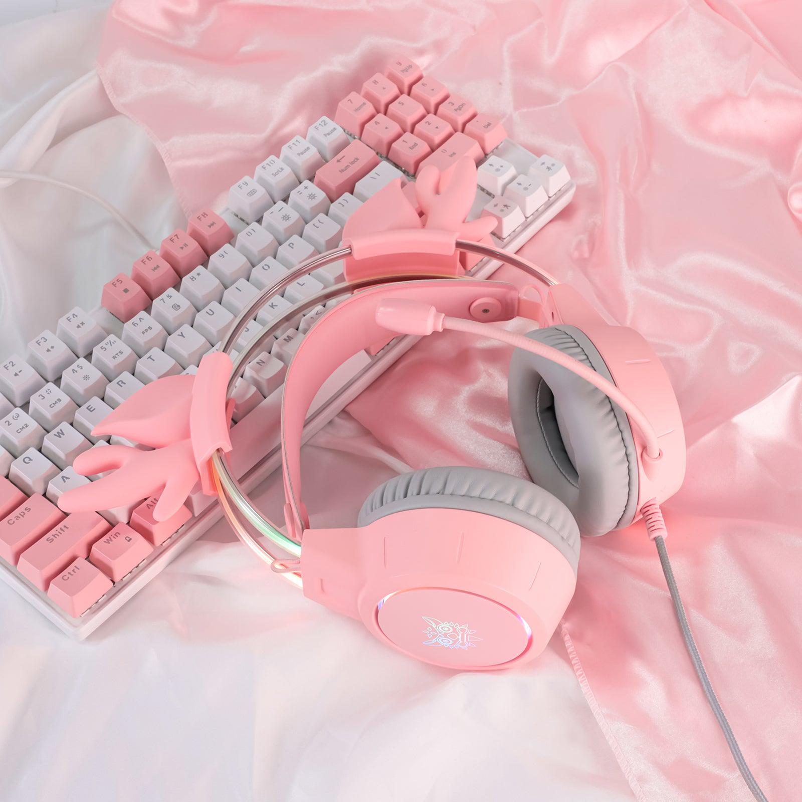 ONIKUMA X15 PRO Deer Ear Headphones, Pink