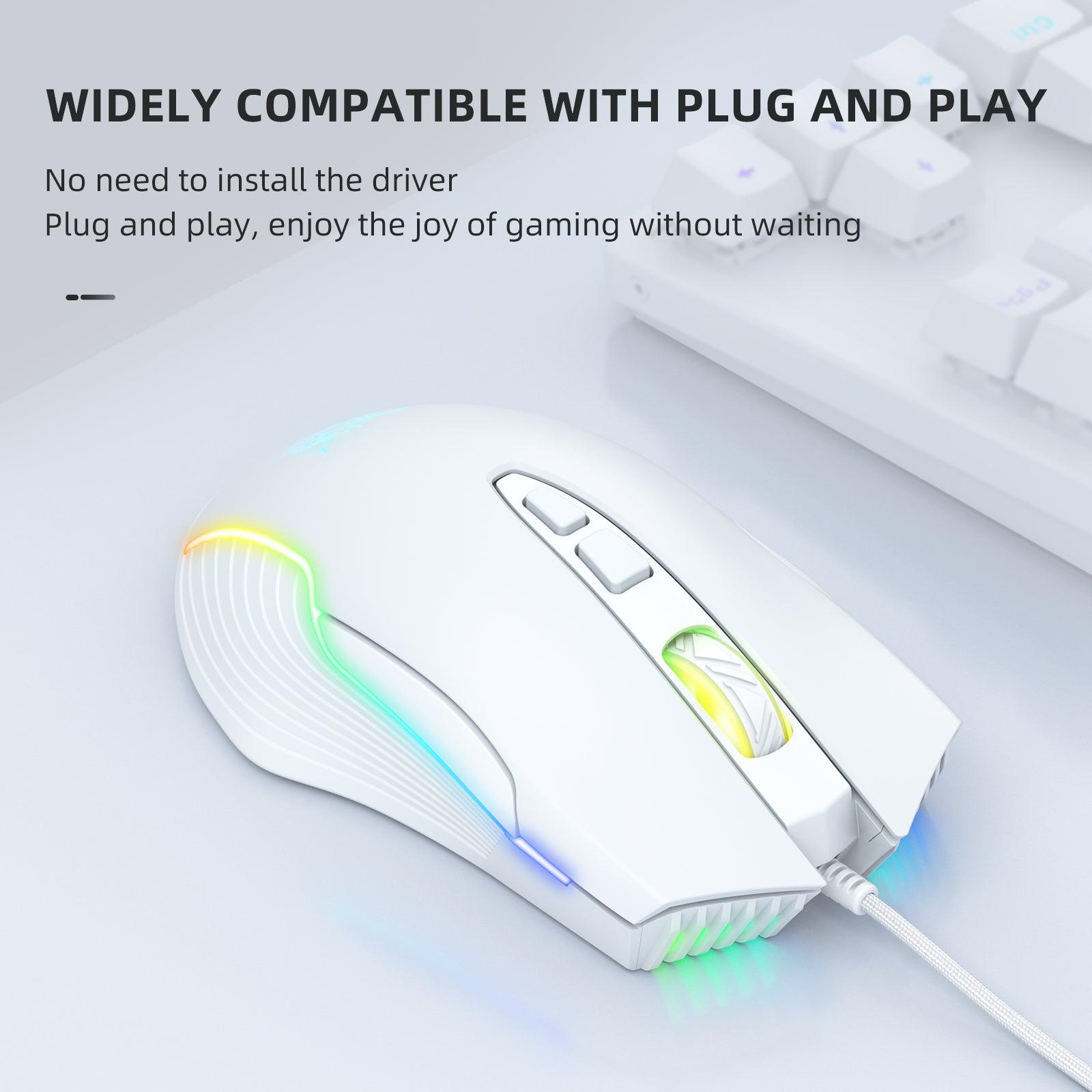 ONIKUMA CW905 6400 DPI Wired Gaming Mouse with Breathing LED Colors