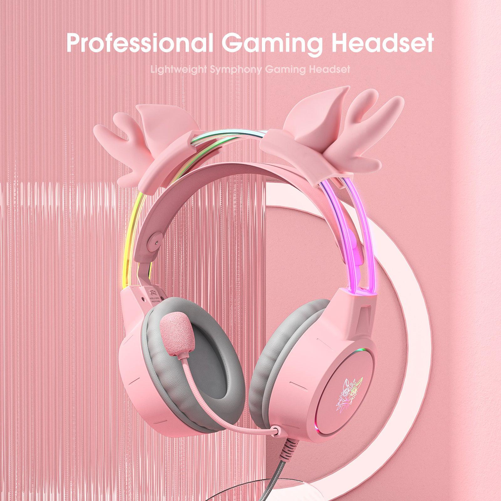 ONIKUMA X15 PRO Deer Ear Headphones, Pink