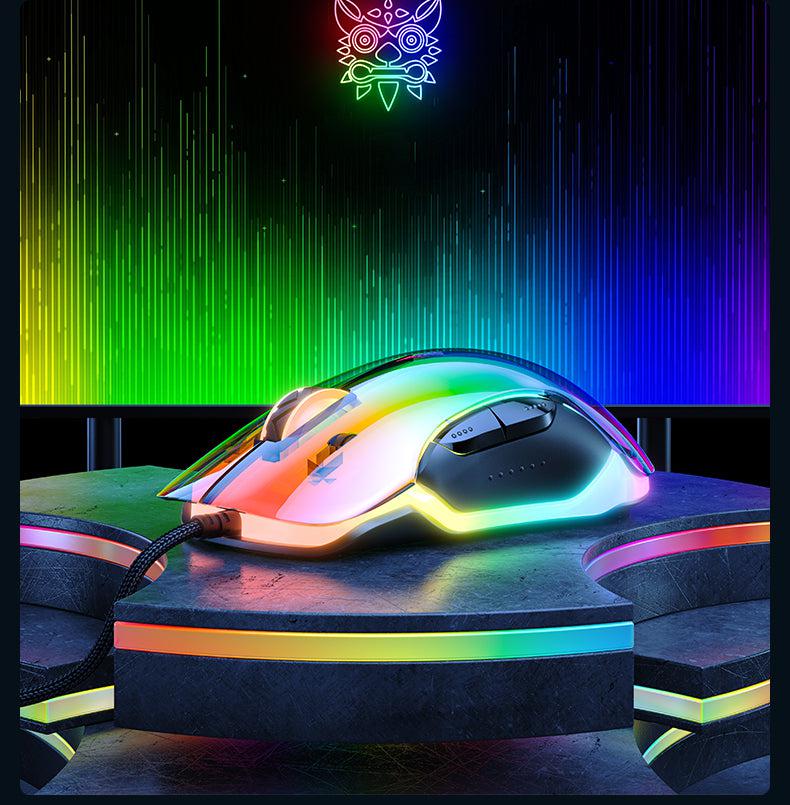 ONIKUMA CW925 RGB Backlit Wired Gaming Mouse, Up to 12800 DPI, Light weight, Transparent Black