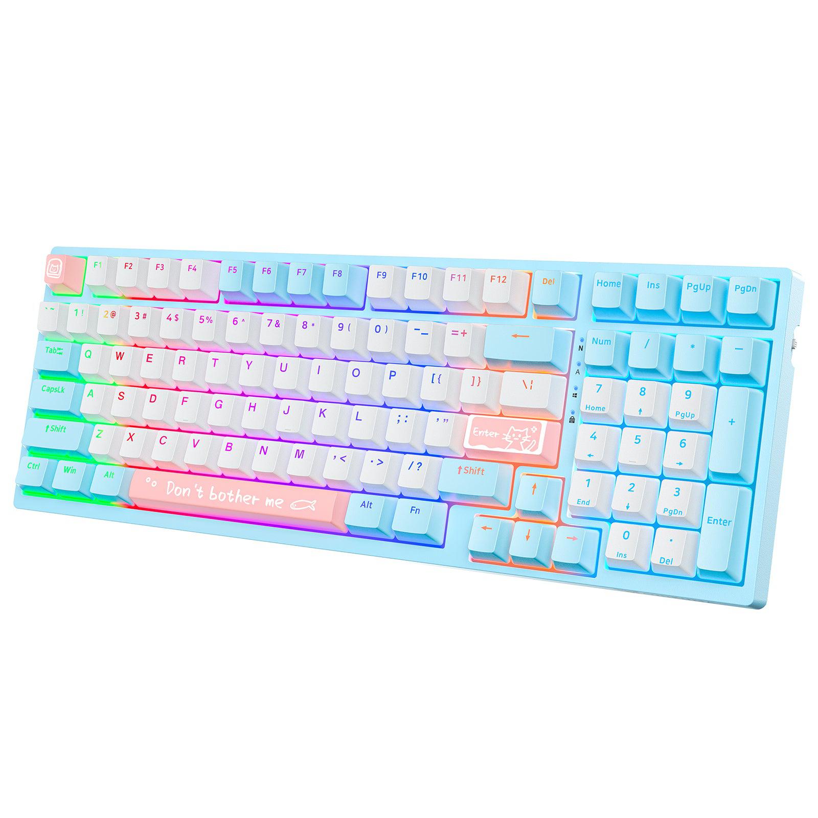 New ONIKUMA G38 Three Color Wired Mechanical Keyboard with Matte Key Caps RGB Backlit, 98 Keys Gamer For PC Laptop, Blue