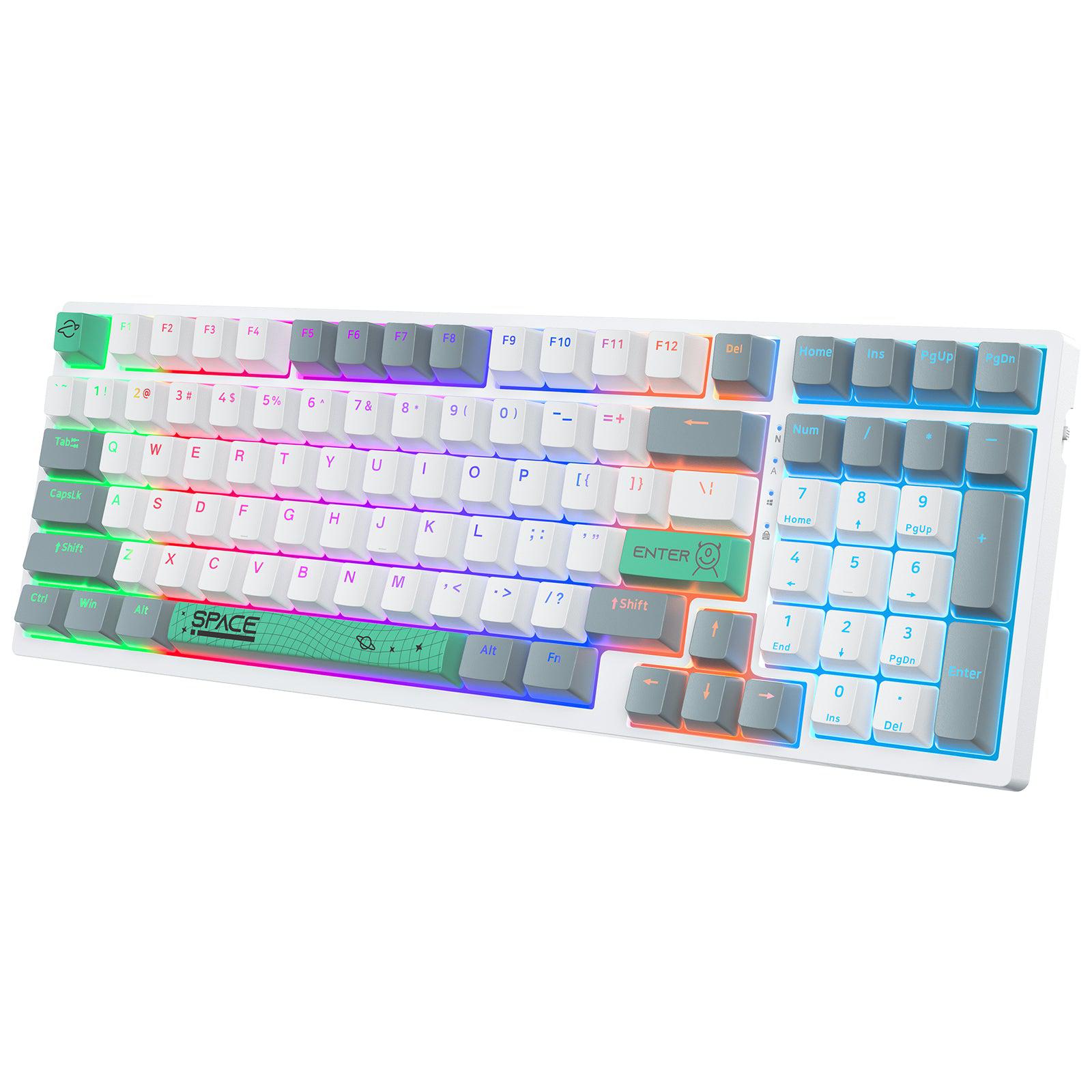 New ONIKUMA G38 Three Color Wired Mechanical Keyboard with Matte Key Caps RGB Backlit, 98 Keys Gamer For PC Laptop, White