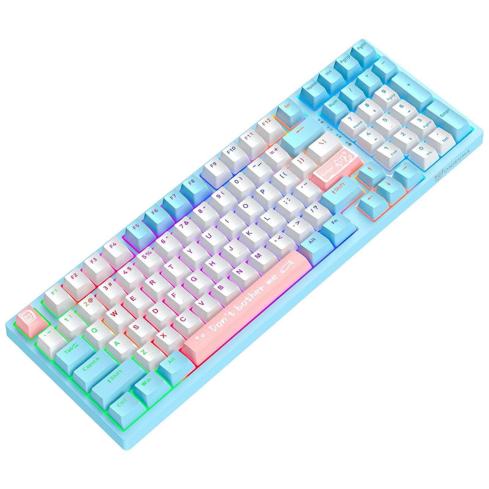 New ONIKUMA G38 Three Color Wired Mechanical Keyboard with Matte Key Caps RGB Backlit, 98 Keys Gamer For PC Laptop, Blue