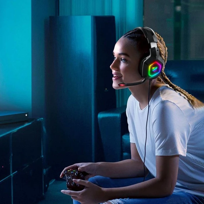 ONIKUMA K10 Professional Games Headset RGB Colorful Lighting Mic PC Phone PS4 XBOX Switch Gamer Wired Headphone